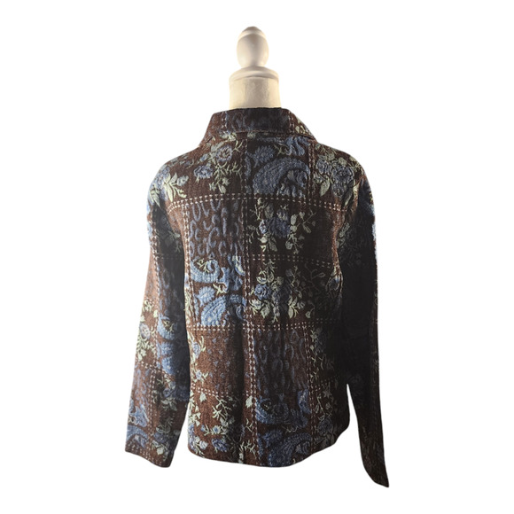 Vintage First Option Multi-Color Floral Tapestry Full-Zip Jacket Women's Large - Picture 4 of 4